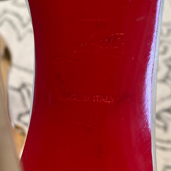 Christian Louboutin Tan and Cream Strappy Heels - Picture 10 of 11